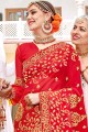Fascinating Indian Red Georgette saree