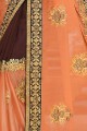 Brown,orange Art silk  saree