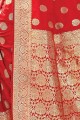 Contemporary Red Art silk saree