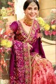 Purple,pink Net and art silk  saree