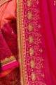 Rani pink & light orange  Silk  saree