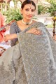 Alluring Grey Chiffon saree