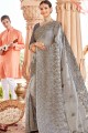 Alluring Grey Chiffon saree