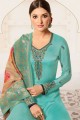 Sky blue Georgette and satin Palazzo Suits