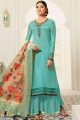 Sky blue Georgette and satin Palazzo Suits