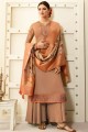 Beige Georgette and satin Palazzo Suits