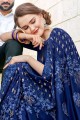 Royal blue Brasso,georgette and satin saree