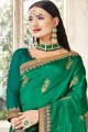Light green green Georgette and art silk saree