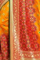 Orange,red Art silk saree