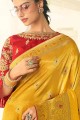 Indian Ethnic Yellow Art silk saree