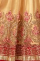 Cream & Dark Pink Net & Art Silk Anarkali Suits