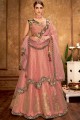 Light pink Jacquard,net and silk Lehenga Choli