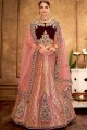 Impressive Pink Jacquard and silk Lehenga Choli