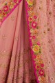 Baby pink Chiffon  saree