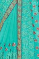 Charming Turquoise blue Georgette saree