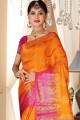 Opulent Orange Art silk saree