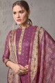 Purple Cotton and silk Palazzo Suits