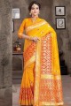Latest Ethnic Yellow Art silk saree
