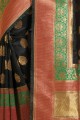 Contemporary Black Art silk saree