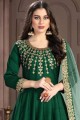 Dark green Art silk Anarkali Suits