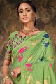 Green Linen and silk  saree