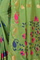 Green Linen and silk  saree