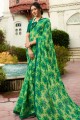 Lovely Green Georgette saree