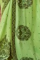 Ravishing Light green Georgette and satin saree