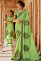 Ravishing Light green Georgette and satin saree