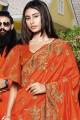 Adorable Orange Art silk saree