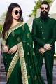 Gorgeous Dark green Art silk saree