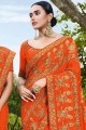 Snazzy Orange Art silk saree