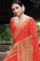 Attractive Orange Art silk saree