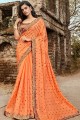 Delicate Orange Satin and silk saree