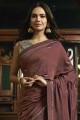 Mauve Cotton and silk Bollywood Saree
