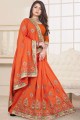 Splendid Orange Art silk saree