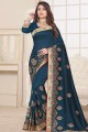 Gorgeous Teal blue Art silk saree