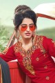 Red Satin Sharara Suits