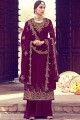 Wine Georgette Palazzo Suits