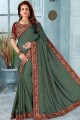Excellent Teal green Silk saree