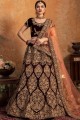 Magnificent Dark maroon Velvet Bridal Lehenga Choli