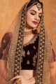Elegant Dark maroon Velvet Bridal Lehenga Choli