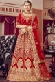 Elegant Red Velvet Bridal Lehenga Choli