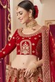 Magnificent Red Satin Bridal Lehenga Choli