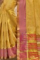 Light yellow Cotton  saree