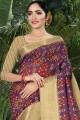 Purple Linen and silk  saree