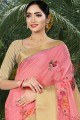 Dashing Pink Linen and silk saree