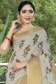 Light grey Linen and silk  saree