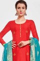 Red Chanderi Palazzo Suits