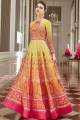 Yellow,pink Georgette Anarkali Suits